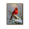Red Cardinal Bird Framed Wall Art Vintage Oil Painting Christmas Winter Print