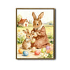 Mother Baby Bunny Painting Easter Eggs Country Watercolor Canvas Wall Art