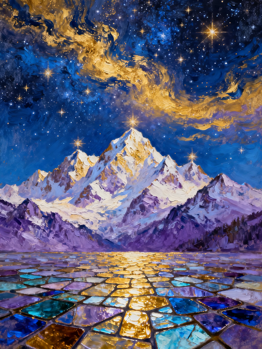 Starry Sky And Snow Mountain
