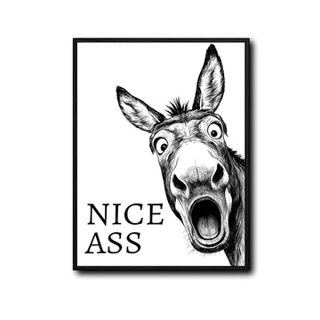 Funny Donkey Nice Ass Canvas Wall Art Humorous Farmhouse Bathroom Decor