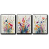 Set of 3 Colorful Watercolor Wildflower Framed Wall Art Botanical Floral Prints