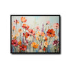 Vibrant Wildflower Field Wall Art, Orange Red Poppy Floral Impasto Oil Painting Canvas Print, Farmhouse Living Room Decor