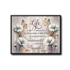 Positive Saying Wall Print, Life Moments Quote White Poppy Butterfly Canvas for Living Room Bedroom Decor