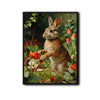 Vintage Brown Bunny Red Tulip Wildflower Garden Canvas Wall Art
