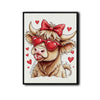 Cute Highland Cow With Heart Sunglasses Wall Art, Red Bow Lollipop Canvas Print, Fun Cow Lover Home Decor