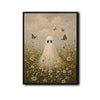 Vintage Ghost Wildflower Meadow Butterfly Halloween Framed Wall Art Print