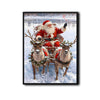 Santa Sleigh & Reindeer Framed Wall Art Vintage Oil Painting Christmas Print