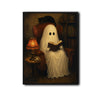 Vintage Reading Ghost Black Cat Library Halloween Framed Wall Art Print