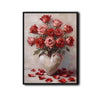 Valentine Rose Bouquet Canvas Print, Red Pink Roses in Heart Vase Vintage Floral Romantic Wall Art