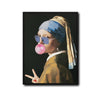 Cool Girl With A Pearl Earring Bubble Gum Sunglasses Canvas Wall Art Funny Classic Art Decor