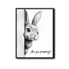 Funny Rabbit Bathroom Canvas Wall Art, Are You Pooping Peeking Bunny Print, Black White Sketch Cute Bunny Restroom Decor, Humorous Farmhouse Bathroom Sign