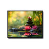 Serene Meditation Lotus Canvas Poster, Bokeh Green Nature Background Zen Stone Pile Artwork for Yoga Studio Bedroom Office Decor