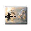 Zen Spa White Orchid Balance Stones Candle Canvas Wall Art, Water Reflection Sunrise Meditation Horizontal Print, Calming Relaxing Bathroom Yoga Room Wall Decor