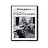 Retro Newspaper It's Time To Be Happier Wall Canvas, Ladies Toasting Champagne Statement Print, Funky Maximalist Home Wall Decor