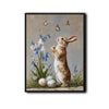 Vintage Standing Bunny Bluebell Butterflies Easter Eggs Canvas Wall Art