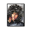 I Am African Woman Canvas Wall Art, Inspirational Afro Black Woman Positive Affirmation Portrait Painting, Motivational Black Girl Magic Wall Decor