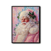 Pink Santa Claus Holly Berry Framed Wall Art Christmas Decoration