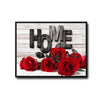 Red Rose HOME Sign Canvas Wall Art, Rustic White Wood Background Framed Canvas Print, Romantic Valentine Farmhouse Entryway Home Decor