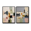 Set of 2 Neutral Pastel Textured Abstract Canvas Wall Art Organic Modern Decor