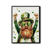 Framed St. Patrick’s Day Leprechaun Wall Art, Green Lucky Clover Canvas Print, Irish Holiday Home Decoration