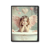 Pastel Little Angel Girl Canvas Print, Pink Wings Hearts Shabby Chic Nursery Wall Art