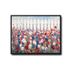 Red White Blue Wildflower White Picket Fence Canvas Wall Art, Patriotic Floral Farmhouse Framed Canvas Print, 4th of July Home Decor