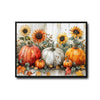 Watercolor Pumpkin Sunflower Autumn Harvest Framed Wall Art Print