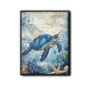 Blue Sea Turtle Antique Nautical Map Ocean Wall Art