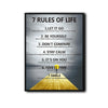 Inspirational 7 Rules of Life Canvas Wall Art, Calm Nature Pier Background Motivational Framed Print for Bedroom Study