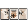 Set of 3 Neutral Boho Abstract Geometric Palm Leaf Framed Wall Art Prints
