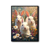 Three Bunnies Floral Meadow Canvas Art