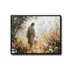 Inspirational Jesus Shepherd Canvas Wall Art, Jesus and Lamb Wildflower Meadow Vintage Oil Painting Style Religious Poster