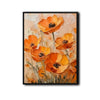 Textured Orange Poppy Flower Canvas Wall Art, Abstract Floral Impasto Oil Painting Print, Neutral Warm Tone Home Decor for Living Room Entryway