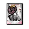I Am Influential Black Queen Canvas Wall Art, Afro Woman Crown Wine Paris Eiffel Tower Print, Pink Floral Motivational Glam Bathroom Bedroom Wall Decor