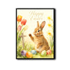 Happy Easter Rabbit Floral Cross Canvas Print