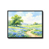 Spring Blue Wildflower Meadow Canvas Wall Art Watercolor Country Home Decor