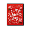Romantic Valentine’s Day Framed Wall Art, Red Background Pink Rose Love Canvas Painting, Valentine Gift for Her Couple Home Decoration