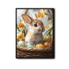 Brown Bunny Wicker Basket Daffodils Easter Eggs Canvas Wall Art
