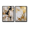 2 Piece Modern Cream Taupe Gold Leaf Abstract Canvas Prints Thick Texture Contemporary Neutral Luxury Wall Art
