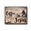 Farmhouse Christian Canvas Wall Art, Coffee & Jesus Quote Vintage Wooden Plank Poster, Coffee Bar Religious Sign