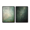 2 Piece Neutral Emerald Green Blended Abstract Canvas Prints Distressed Texture Japandi Minimalist Contemporary Wall Art