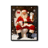 Funny Santa On Toilet Snow Scene Framed Wall Art Christmas Bathroom Decoration