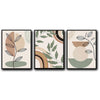 Set of 3 Boho Abstract Leaf Geometric Rainbow Sage Green Framed Wall Art Prints