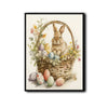 Watercolor Bunny Easter Basket Floral Canvas Wall Art