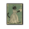 Vintage Black Cat Coffee Cup Canvas Wall Art