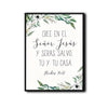 Hechos 16:31 Spanish Christian Framed Wall Art Floral Bible Verse Print