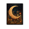 Antique Botanical Crescent Moon Canvas Wall Art Boho Celestial Home Decor