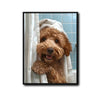 Cute Golden Doodle Bath Time Canvas Wall Art Funny Bathroom Decor