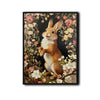 Retro Spring Floral Bunny Canvas Poster, Whimsical Woodland Animal Art Print for Living Room Kids Room Wall Decoration
