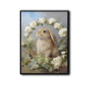 Vintage Lop Bunny White Rose Flower Wreath Canvas Wall Art